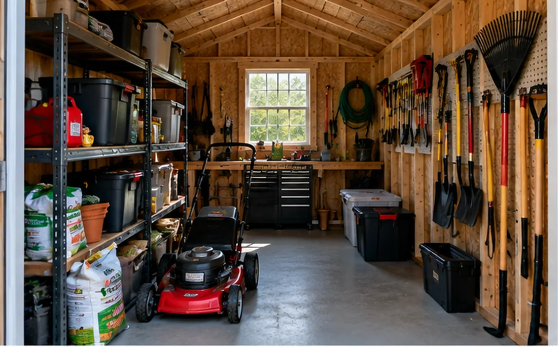 Illustrative editorial shed photo